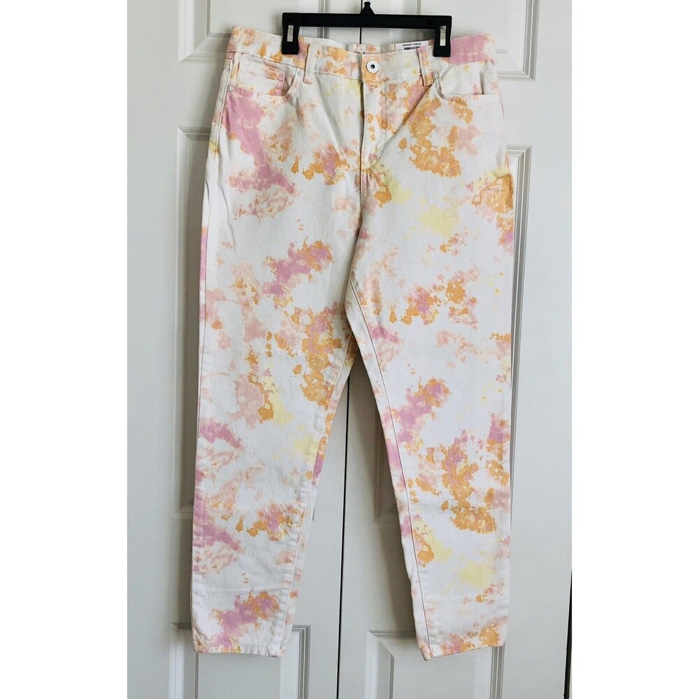 Sytle & Co Womens Jeans Pants 8P, 12P, Pink/yellow/orange Skinny Ankle High Rise